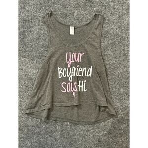 Sleep & Co. Women's Juniors Grey Graphic T-Shirt "Your Boyfriend Says Hi" 1X